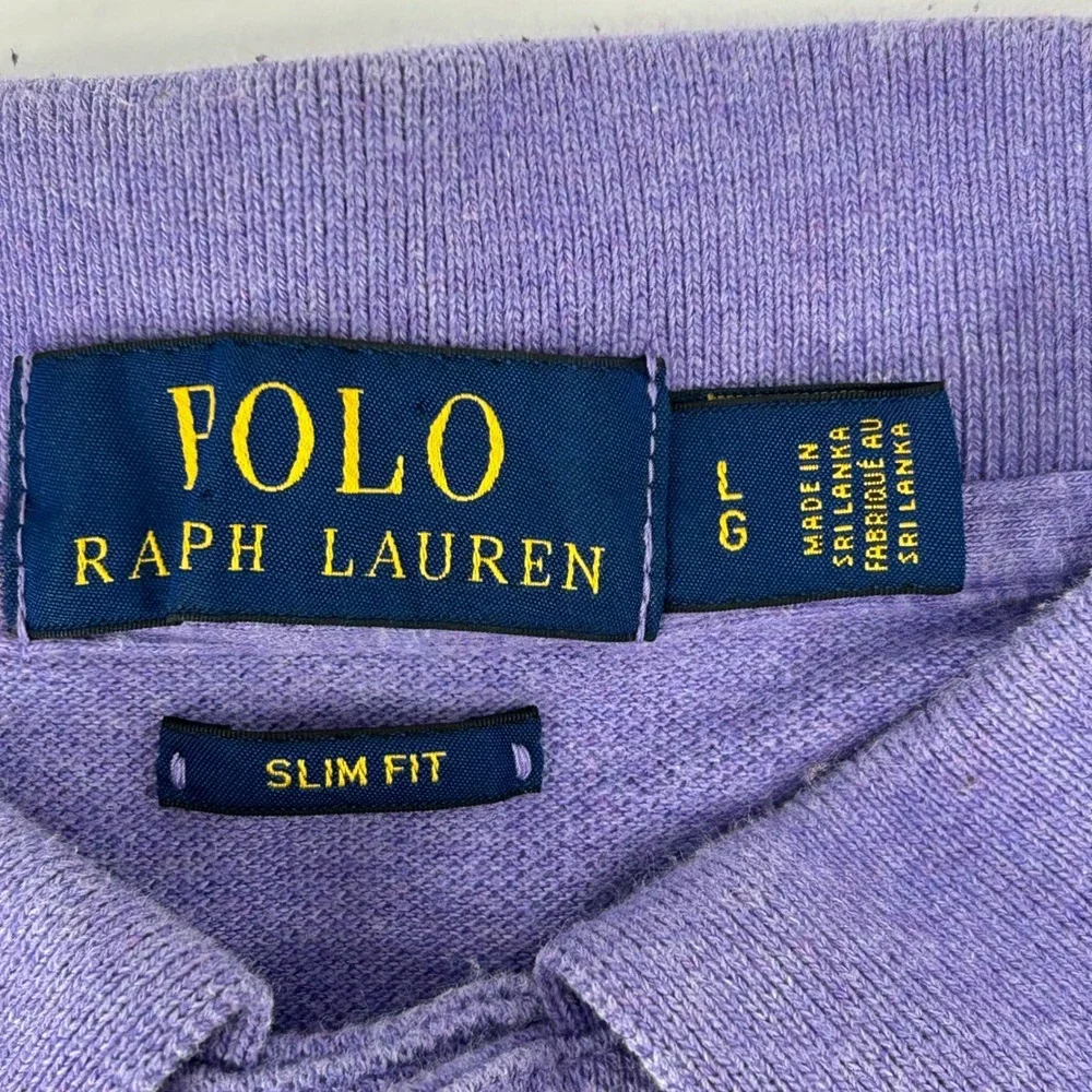 Polo Ralph Lauren Polo Shirt Mens Large Purple Slim Fit Cotton Pique Pony Logo